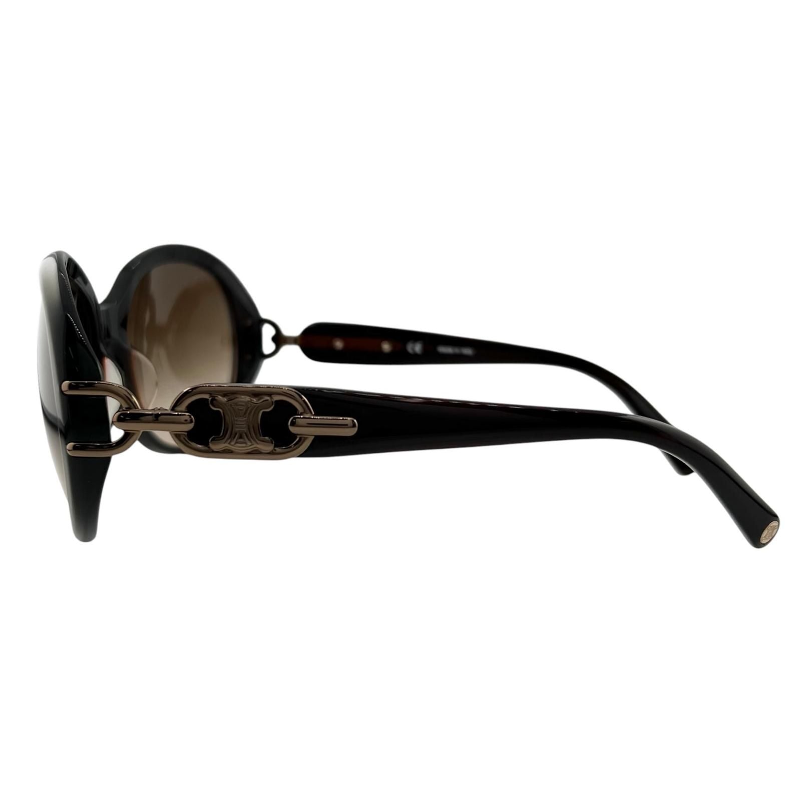 Celine Triomphe Acetate Brown Sunglasses Gold Eyewear — view 3