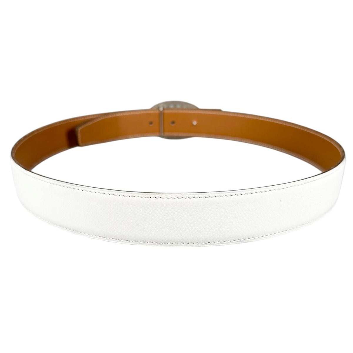 Hermes Evelyne Leather Brown White Belt Silver — view 3