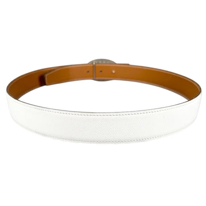 Hermes Evelyne Leather Brown White Belt Silver — view 3