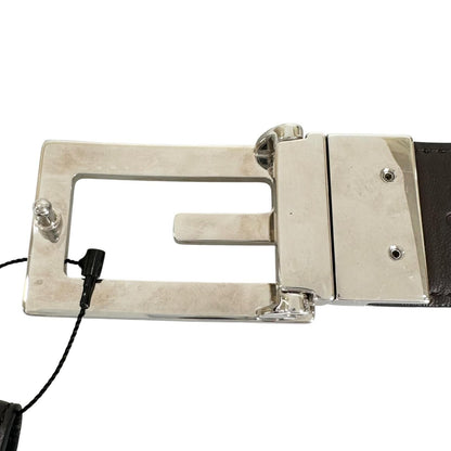 Gucci Square Leather Brown Black Belt Silver — view 6