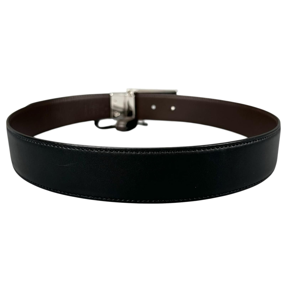 Gucci Square Leather Brown Black Belt Silver — view 3