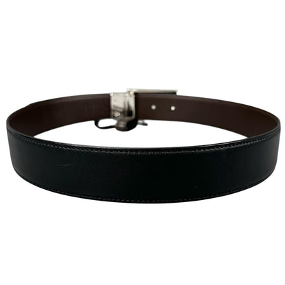 Gucci Square Leather Brown Black Belt Silver — view 3