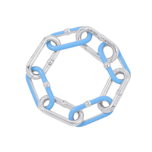 Bottega Veneta Bracelet Chain 925 Sterling Silver Light Blue Enamel