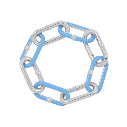 Bottega Veneta Bracelet Chain 925 Sterling Silver Light Blue Enamel