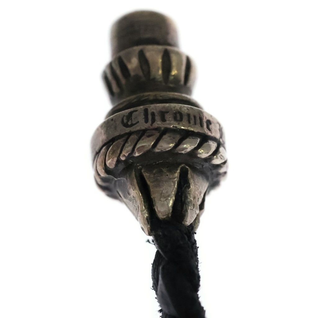Chrome Hearts Leather Braid Scroll Necklace Black Silver — view 5