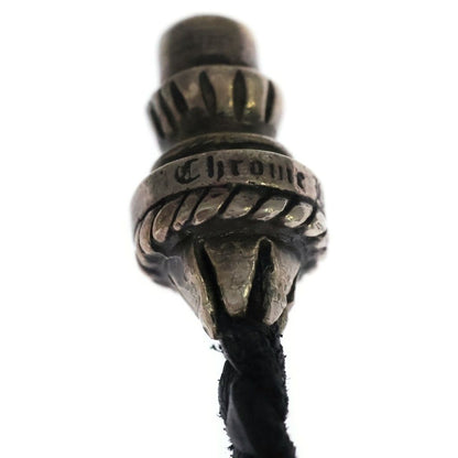 Chrome Hearts Leather Braid Scroll Necklace Black Silver — view 5
