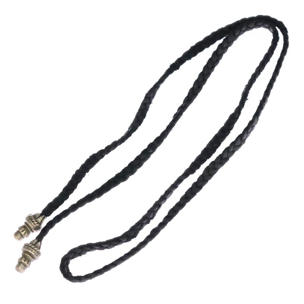 Chrome Hearts Leather Braid Scroll Necklace Black Silver — view 2