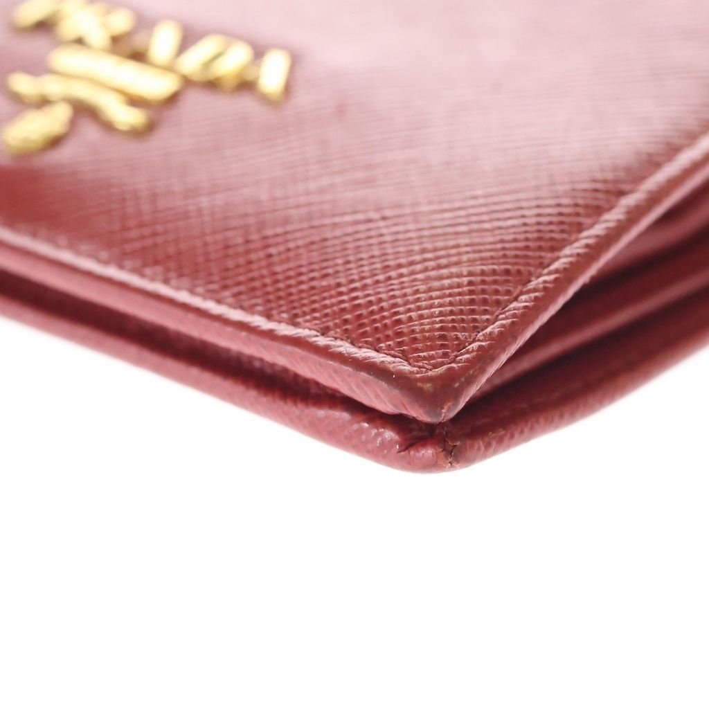 Prada Saffiano Compact Wallet Red Leather Bifold Wallet — view 7
