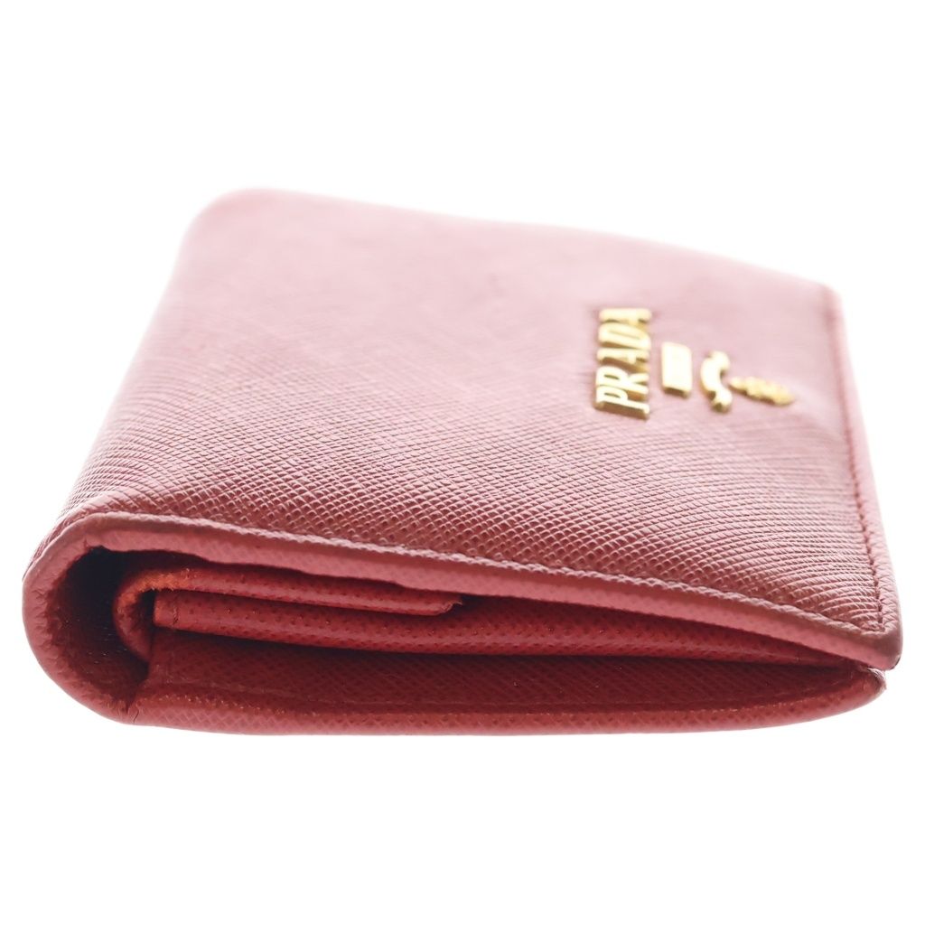 Prada Saffiano Compact Wallet Red Leather Bifold Wallet — view 3
