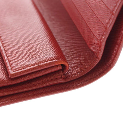 Prada Saffiano Compact Wallet Red Leather Bifold Wallet — view 6
