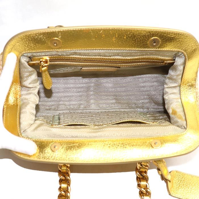 Prada Sutro Bag Handbag Beige Gold Second — view 4