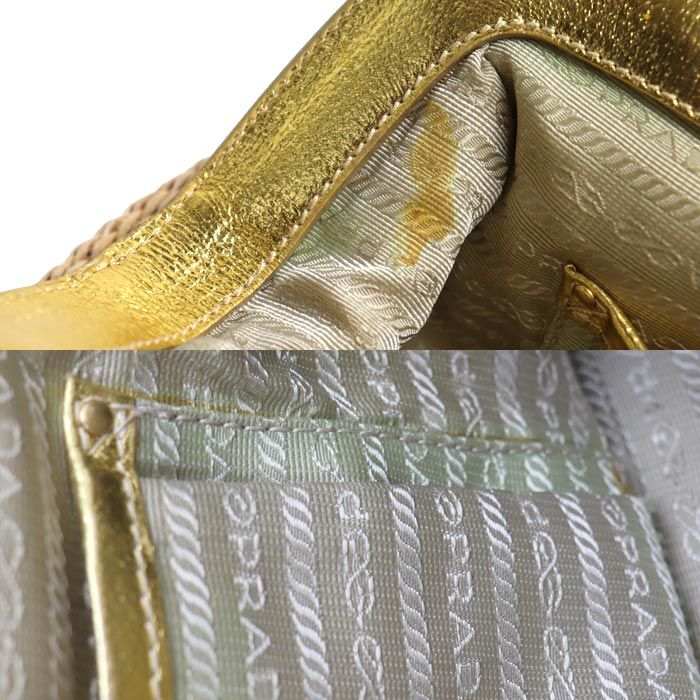 Prada Sutro Bag Handbag Beige Gold Second — view 5