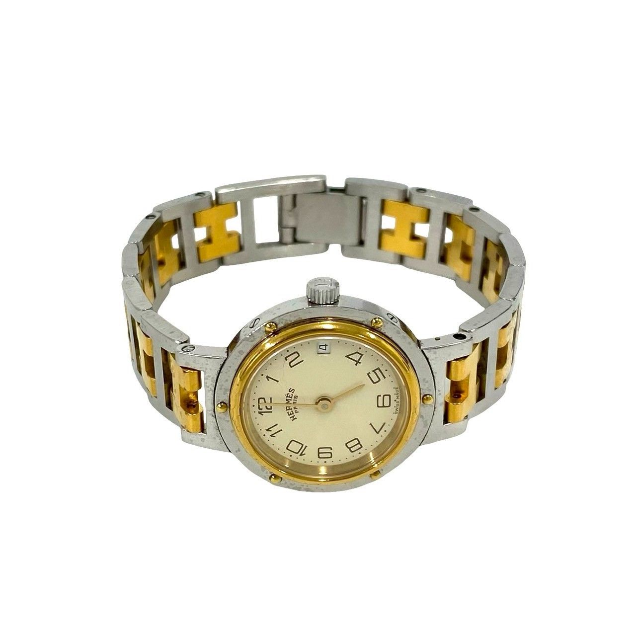 Hermes Clipper Stainless Kuo Watch Gold Silver — view 7
