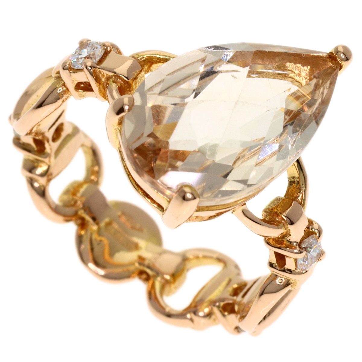 Gucci White Topaz Diamond Ring 18K Pink Gold