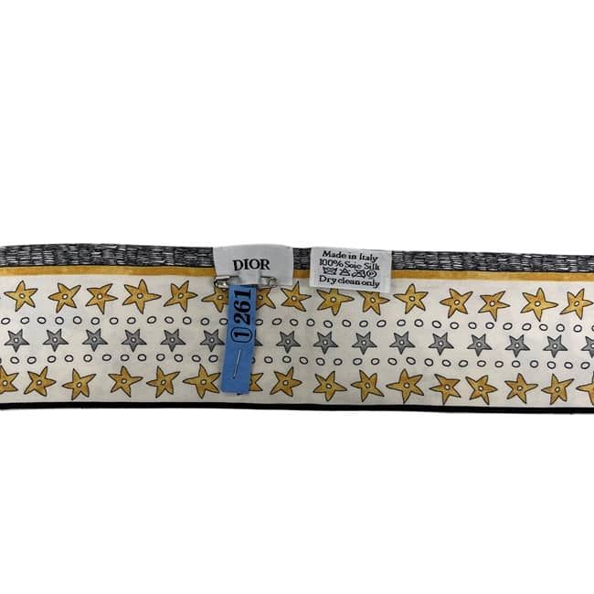 Dior Ribbon Scarf Mitzah L'etoile White Multicolor Already Cleaned Star Pattern — view 4