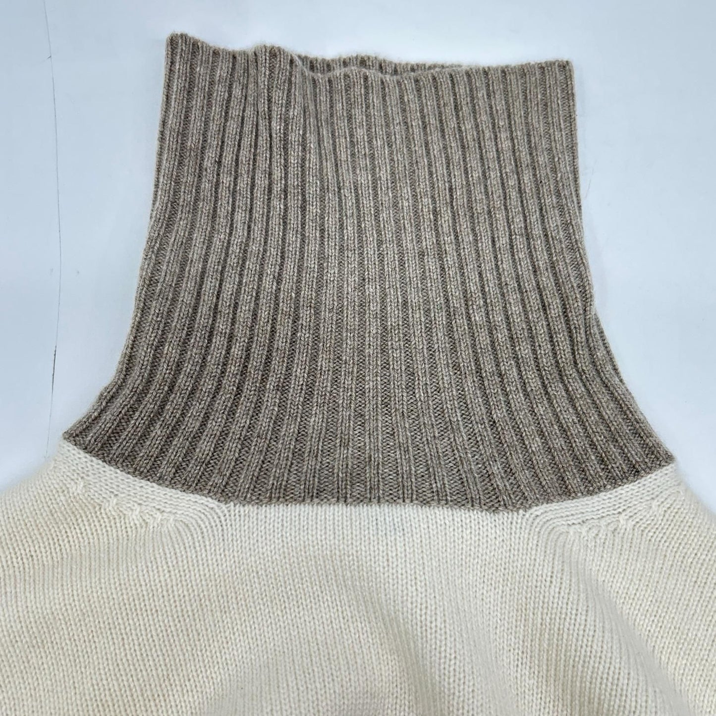 Loro Piana Ivory Brown Gray Baby Cashmere High Neck Knit Pullover 40 Sweater — view 6