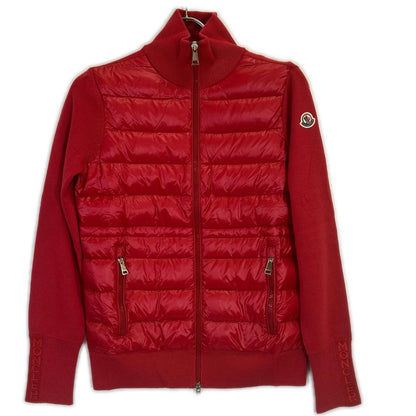 Moncler Down Paneled Tricot Cardigan Zip Up Knit Jacket XS