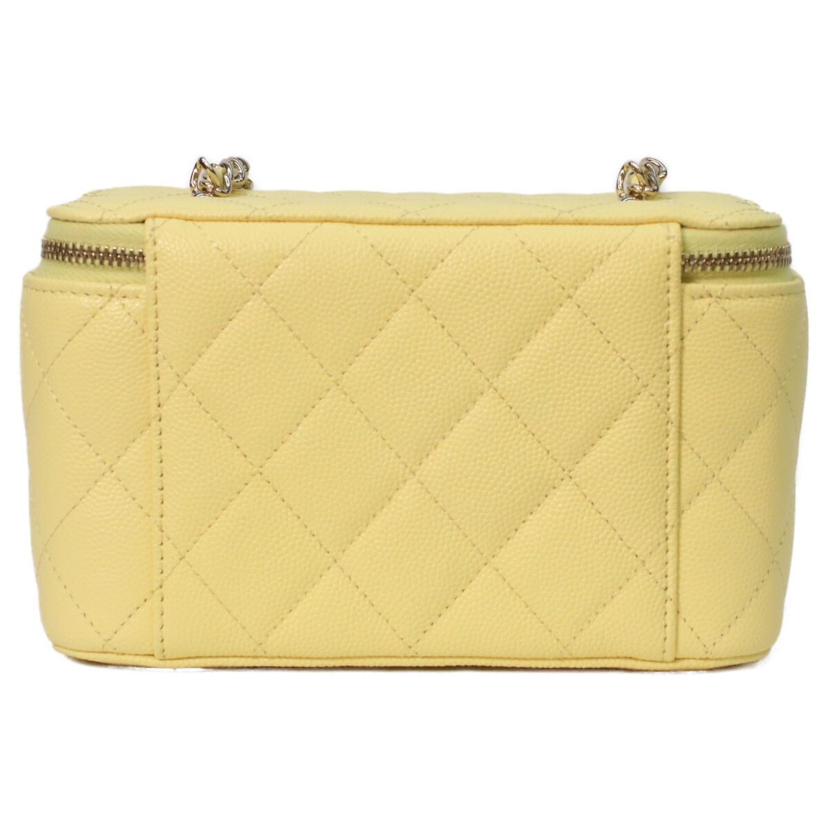 Chanel Yellow Caviar Gold Quilted Vanity Heart Rhinestone CC Logo — view 3