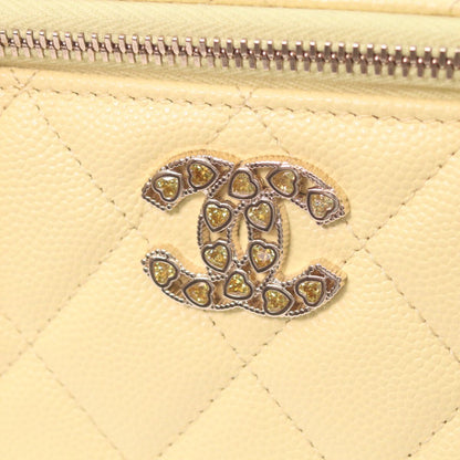 Chanel Yellow Caviar Gold Quilted Vanity Heart Rhinestone CC Logo — view 6