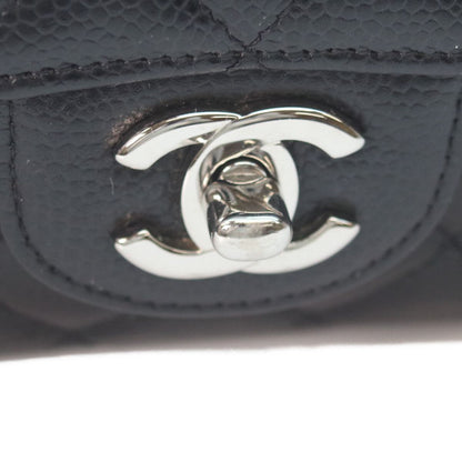 Chanel Black Caviar Silver Double Flap Bag Quilted 25 — view 6