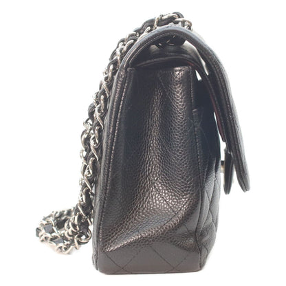 Chanel Black Caviar Silver Double Flap Bag Quilted 25 — view 4
