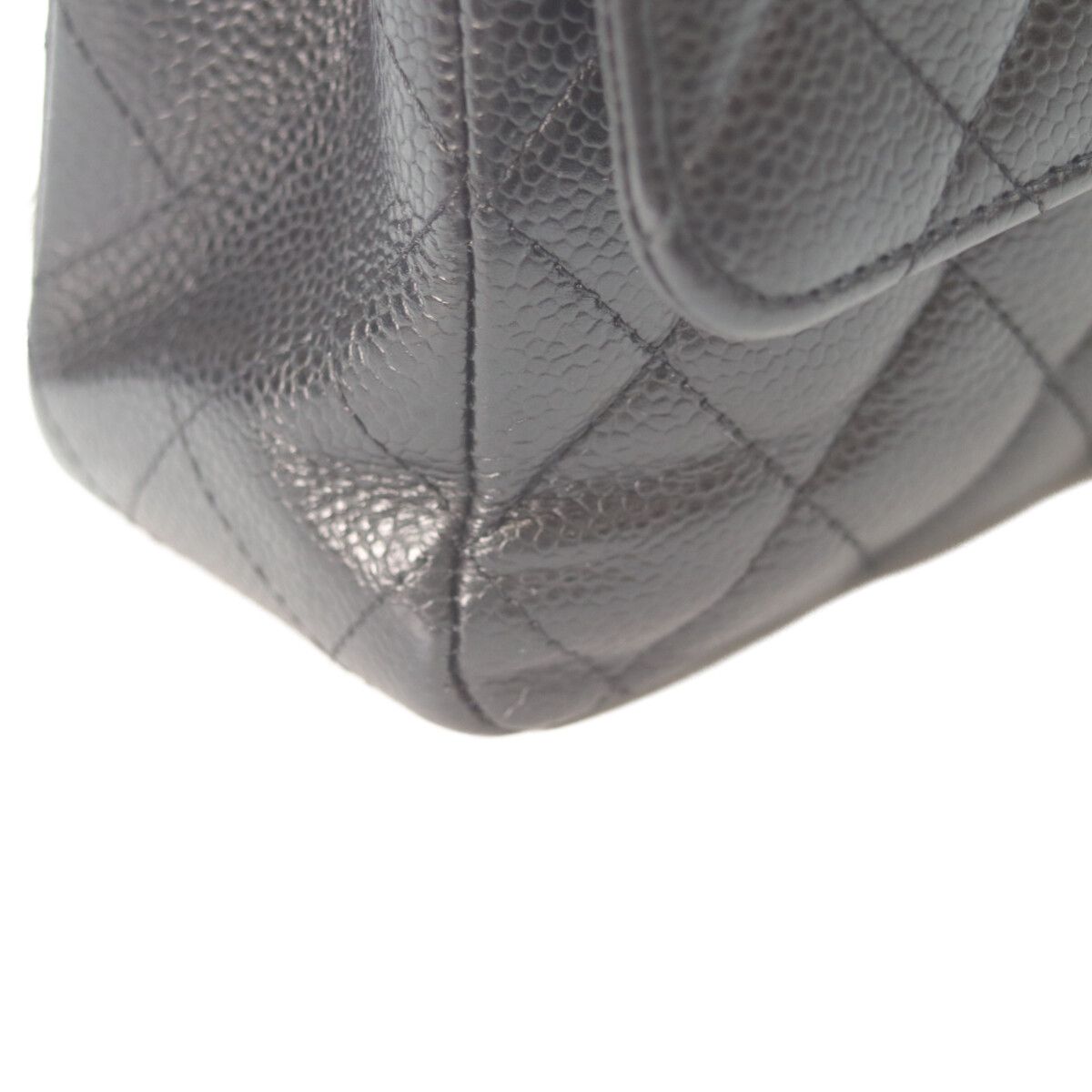 Chanel Black Caviar Silver Double Flap Bag Quilted 25 — view 7