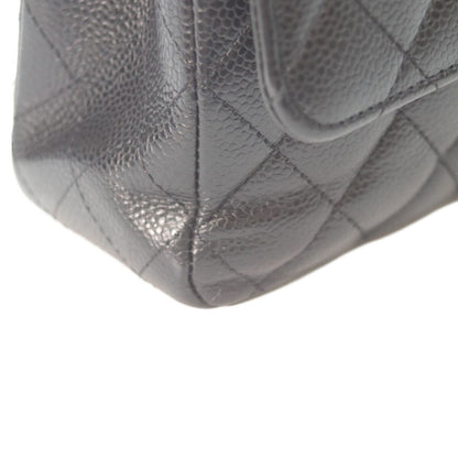 Chanel Black Caviar Silver Double Flap Bag Quilted 25 — view 7