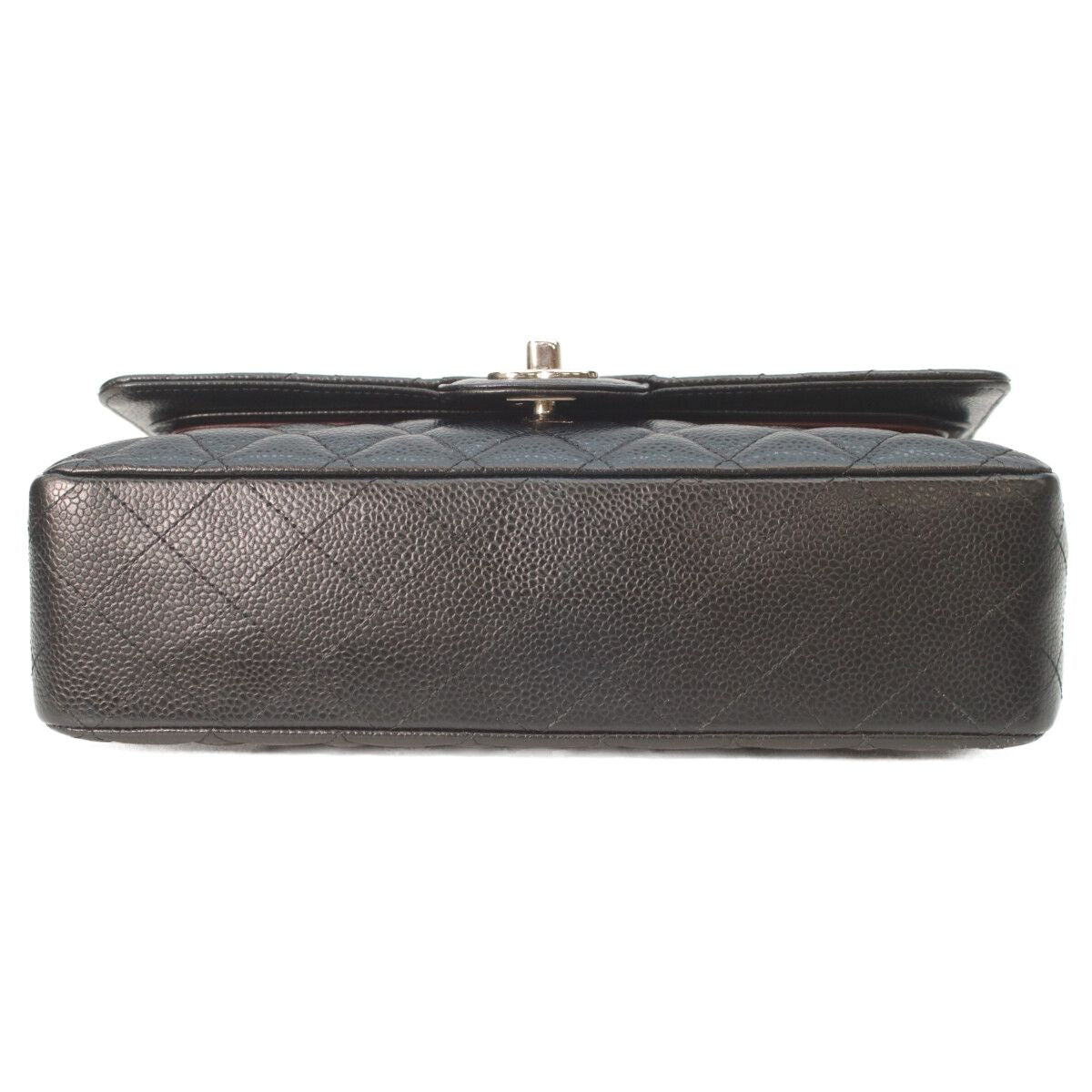 Chanel Black Caviar Silver Double Flap Bag Quilted 25 — view 5