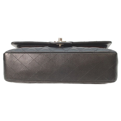 Chanel Black Caviar Silver Double Flap Bag Quilted 25 — view 5