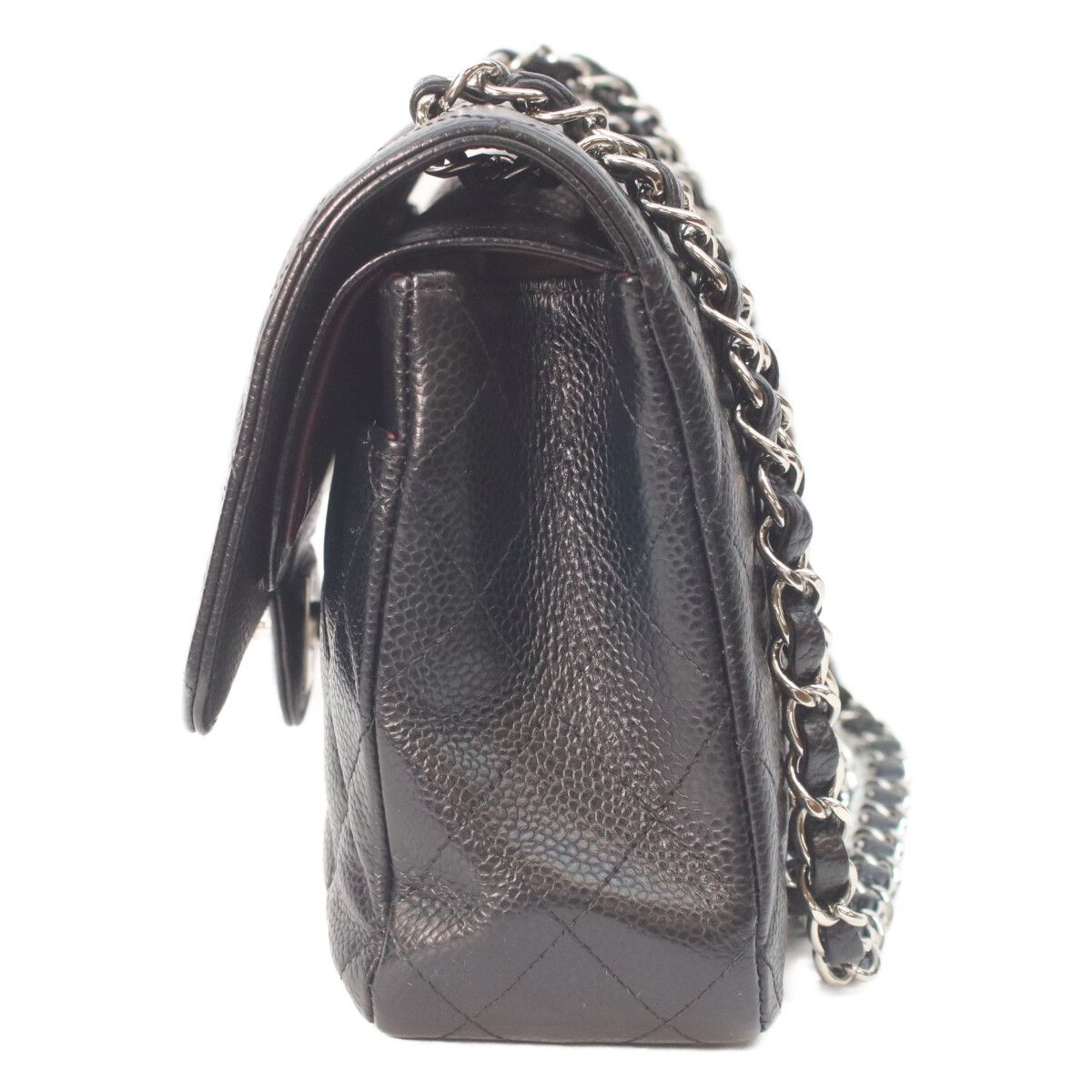Chanel Black Caviar Silver Double Flap Bag Quilted 25 — view 2