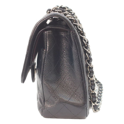 Chanel Black Caviar Silver Double Flap Bag Quilted 25 — view 2