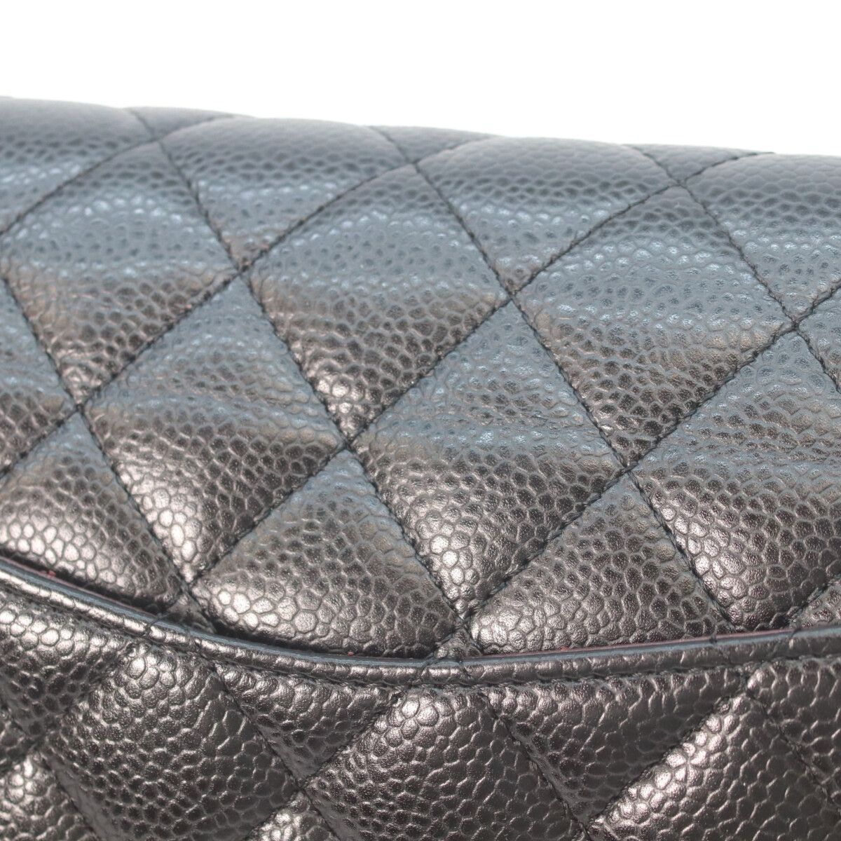 Chanel Black Caviar Silver Double Flap Bag Quilted 25 — view 8