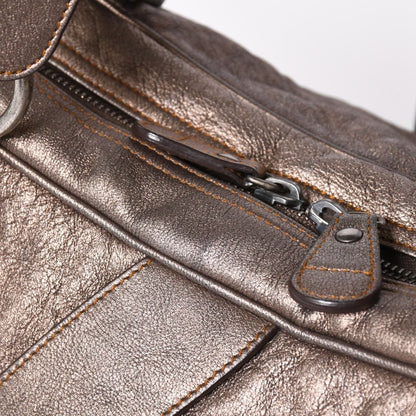 Dior Gaucho Saddle Handbag Galliano Era Leather Western Style Metallic Brown — view 6