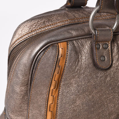Dior Gaucho Saddle Handbag Galliano Era Leather Western Style Metallic Brown — view 4