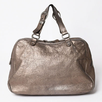 Dior Gaucho Saddle Handbag Galliano Era Leather Western Style Metallic Brown — view 2