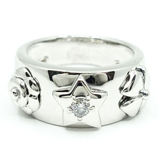 Chanel 18K White Gold Pickpocket Diamond Ring Camellia Star
