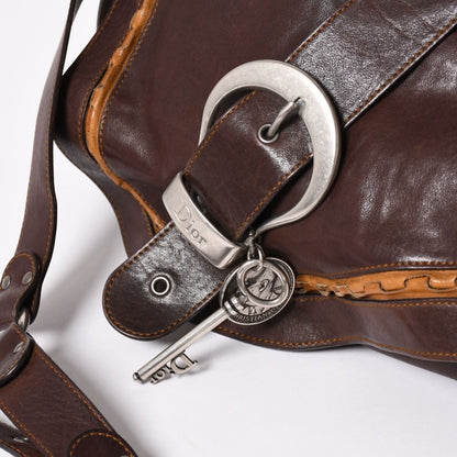 Dior Gaucho Saddle Shoulder Bag Galliano Era Leather Western Style Dark Brown — view 6