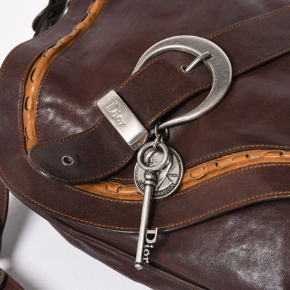 Dior Gaucho Saddle Shoulder Bag Galliano Era Leather Western Style Dark Brown — view 4