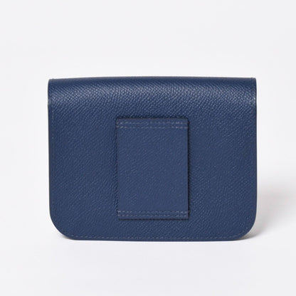 Hermes Constance Slim Bifold Wallet Veau Epsom Navy Pouch Gold — view 3