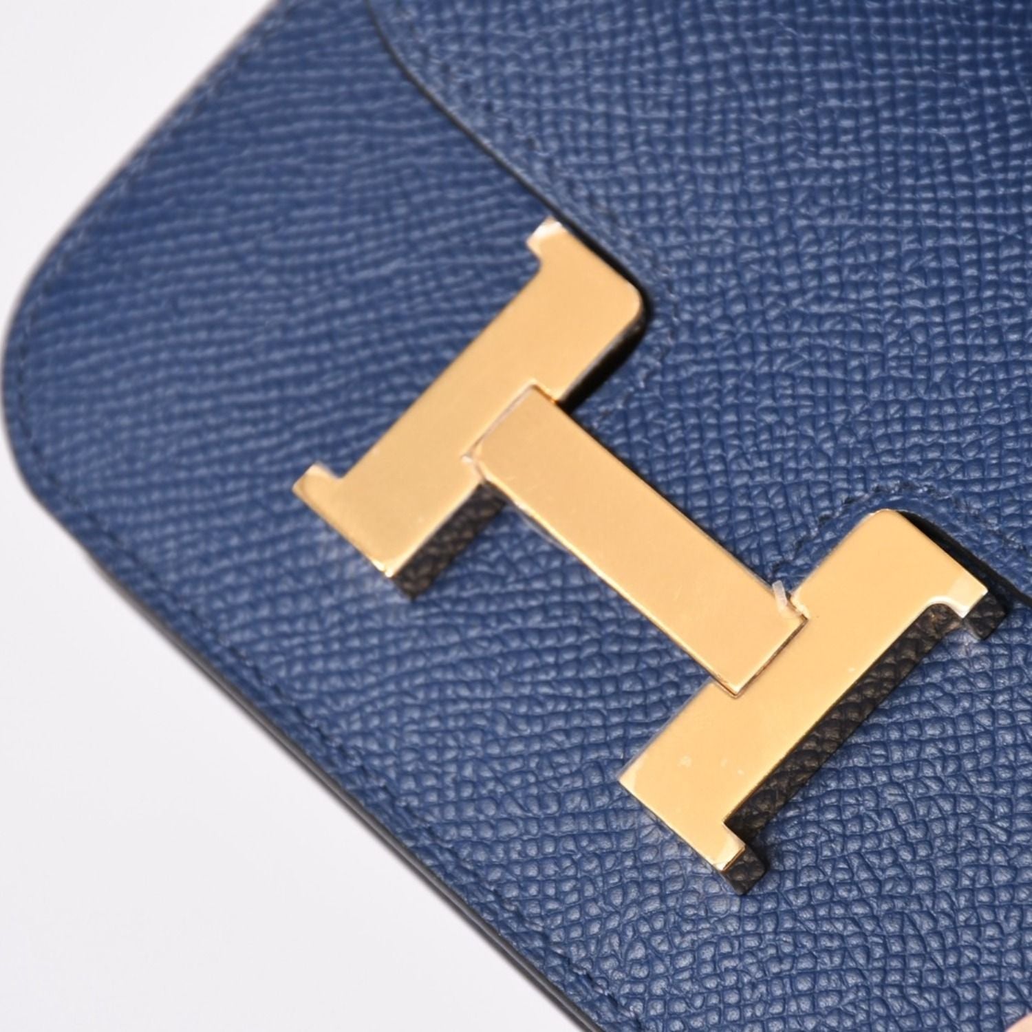 Hermes Constance Slim Bifold Wallet Veau Epsom Navy Pouch Gold — view 7