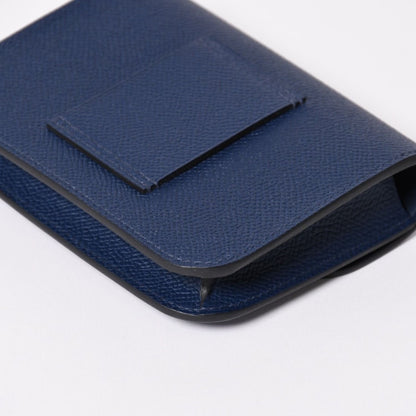 Hermes Constance Slim Bifold Wallet Veau Epsom Navy Pouch Gold — view 8