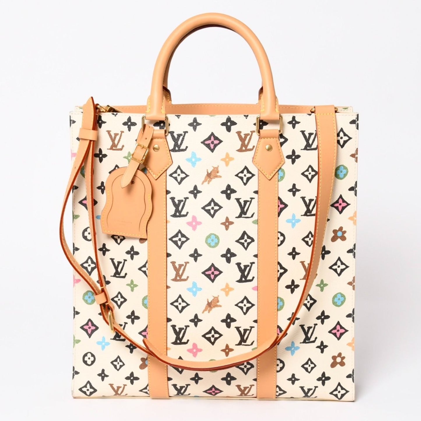 Louis Vuitton Monogram Craggy Sac Plat 2-Way Tote Bag Ivory Multicolor