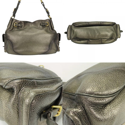 Prada Shoulder Bag Leather Blanc Gold Brown Daily — view 2