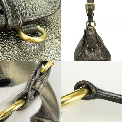 Prada Shoulder Bag Leather Blanc Gold Brown Daily — view 4