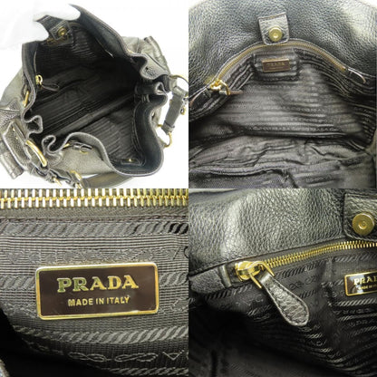 Prada Shoulder Bag Leather Blanc Gold Brown Daily — view 7