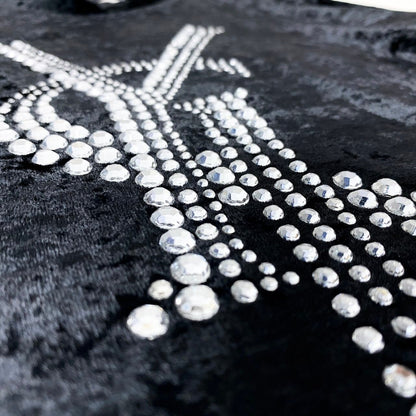 Saint Laurent Rhinestone Cassandra T-Shirt Velour M Black — view 6