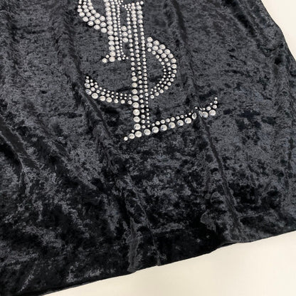 Saint Laurent Rhinestone Cassandra T-Shirt Velour M Black — view 5