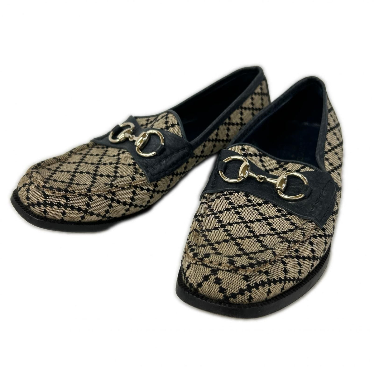 Gucci GG Canvas Leather Horsebit Loafers