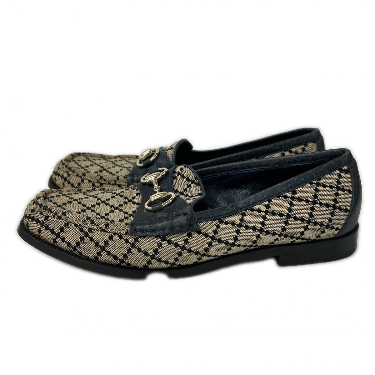 Gucci GG Canvas Leather Horsebit Loafers — view 2