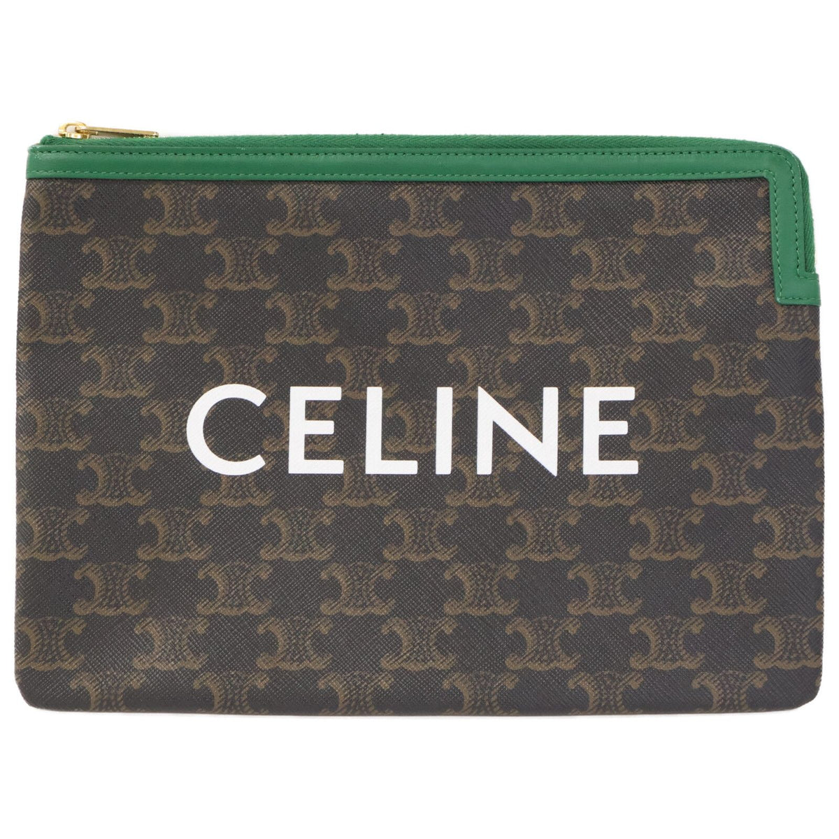 Celine Triomphe Logo Print Clutch Bag